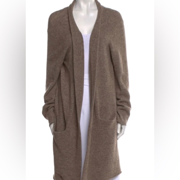 Jenni Kayne Sweaters - Jenni Kayne Long Open-Front Cardigan in Taupe Brown